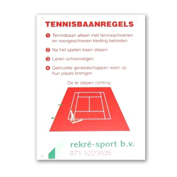 Tennisbaanregels Bordje